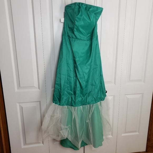 Jump Apparel Strapless Ombre Yellow Green Long Prom Dress Glitter Crinolin 7/8 - Picture 9 of 16